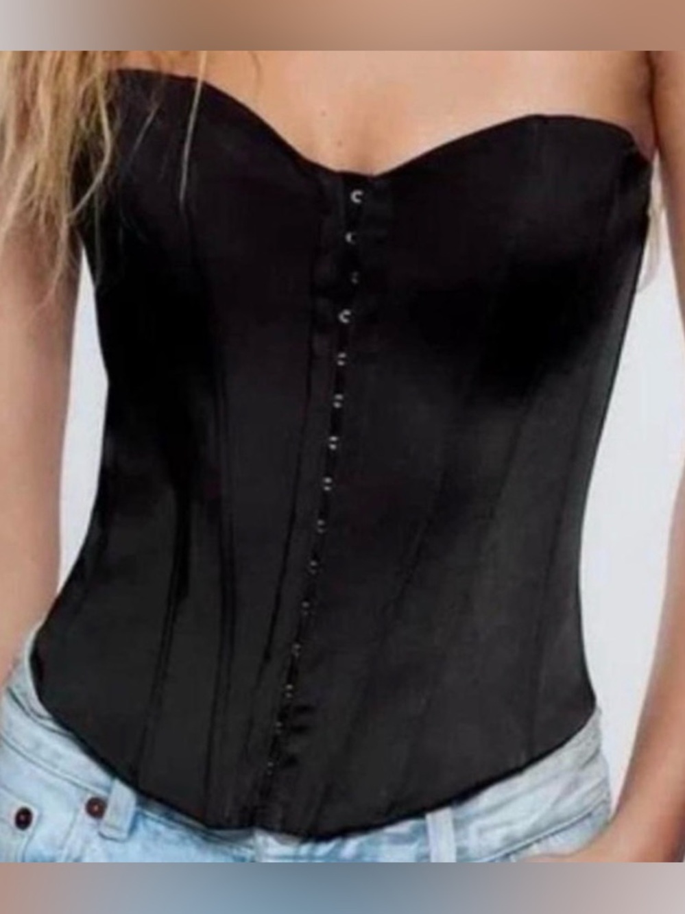 Zara Black Strapless Corset Bustier Top